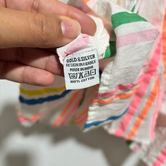 Gold & Silver Womens Jurkje Shany Dress One Size Multicolor Striped 3/4 Sleeve - Picture 8 of 10